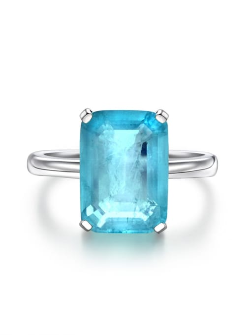 Paraiba color [R 0868] 925 Sterling Silver High Carbon Diamond Geometric Luxury Band Ring